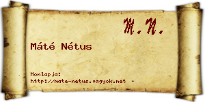 Máté Nétus névjegykártya